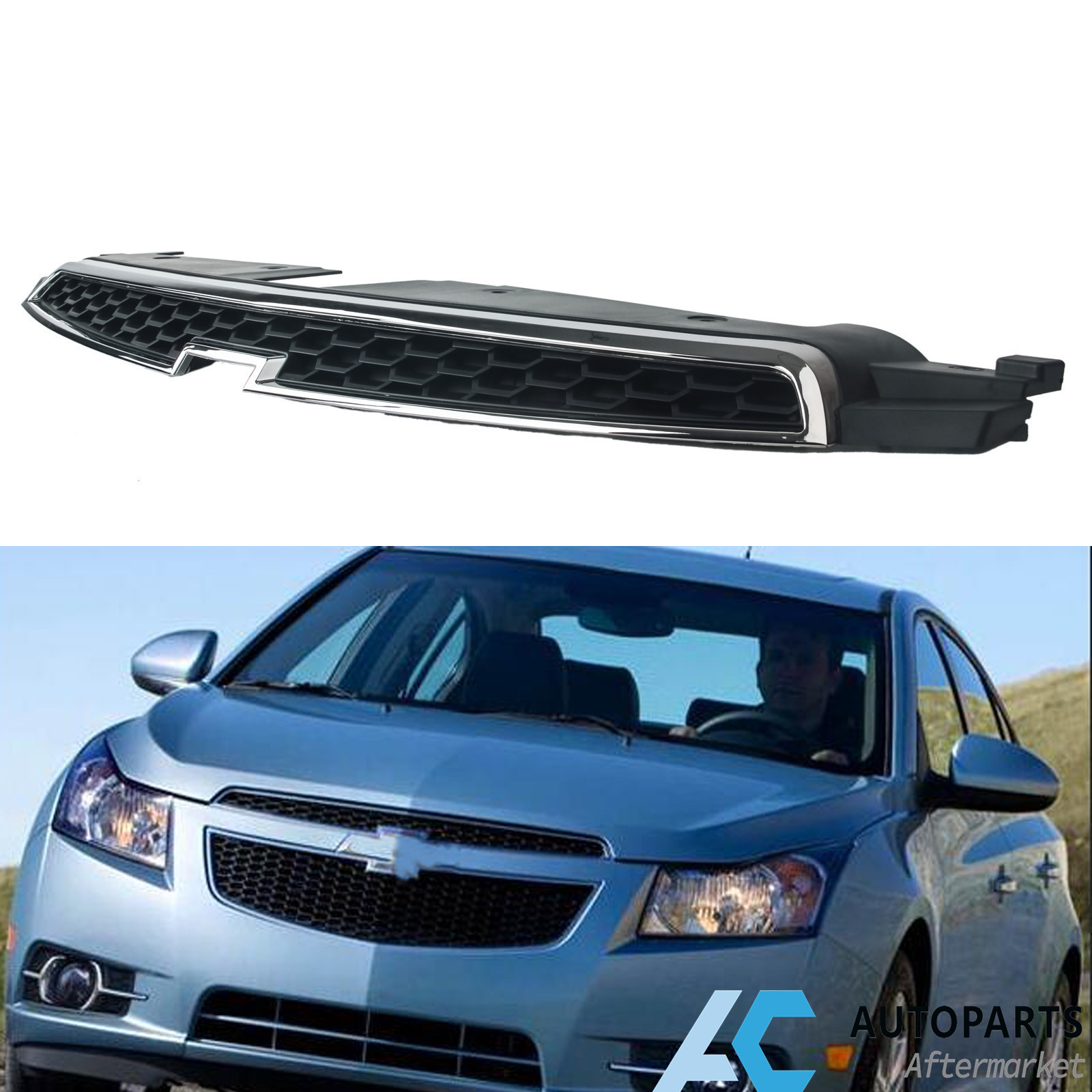 Chrome Black Front Bumper Upper Grille for 20112014 Chevy